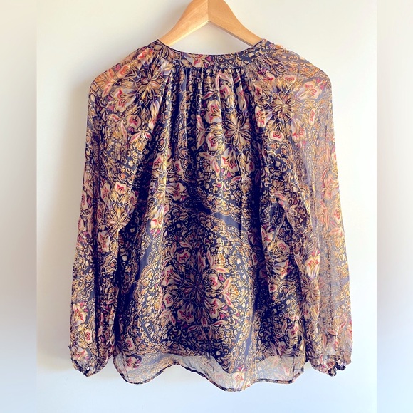 Johnny Was Jade Riley Silk Peasant Blouse S - Picture 13 of 16